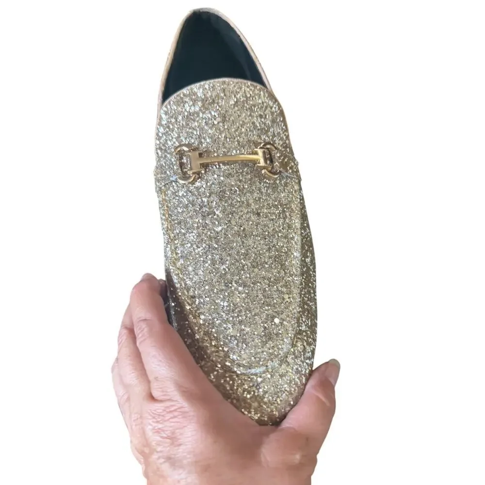 Bravo Men's Size 10 Gold Sparkle Loafers - Picture 7 of 9